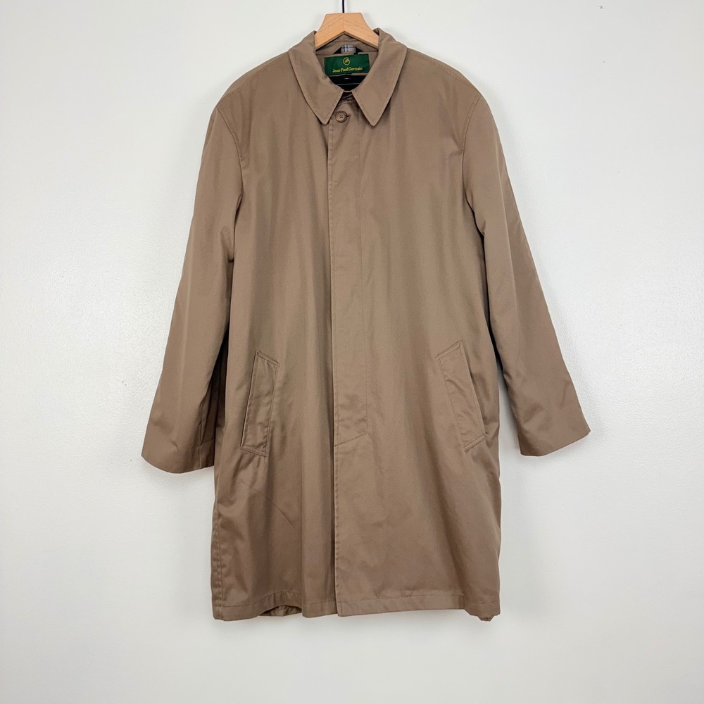 Jean Paul Germain Trench Coat Men‎ 44 L Khaki Removable Liner Button Pockets